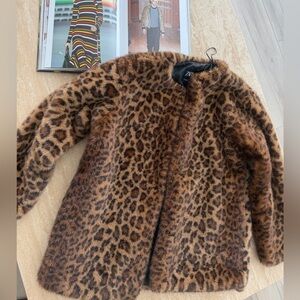 Zara Women's Brown Leopard Teddy Jacket